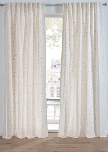 Gardin i resirkulert polyester med trykt blomstermønster (1-pack), bonprix