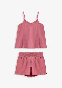 Kort pyjamas i myk musselin med stroppetopp, bonprix