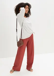 Lang bukse med lin og vide ben, bonprix