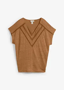 T-skjorte i 100% lin med blonder, bonprix