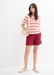 Paperbag-shorts med lin, bonprix
