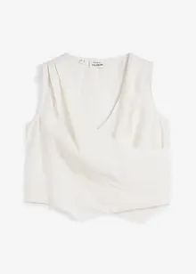 Blusetopp i 100% lin og omslagslook, bonprix