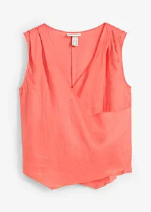 Blusetopp i 100% lin og omslagslook, bonprix