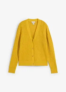 Hullstrikket cardigan med lin, bonprix