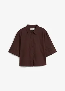 Skjortebluse i kort modell med silke, bonprix