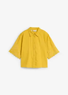 Skjortebluse i kort modell med silke, bonprix