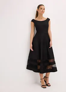 Off shoulder-kjole med blonder og belte, bonprix