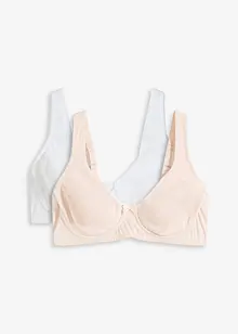 T-skjorte-BH med bøyle og økologisk bomull (2-pack), bonprix