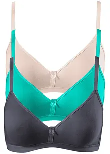 BH uten bøyle med økologisk bomull (3-pack), bonprix