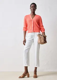 Hullstrikket cardigan med lin, bonprix