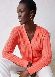 Hullstrikket cardigan med lin, bonprix
