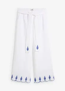 Culottes i lin med belte (2-delt sett), bonprix