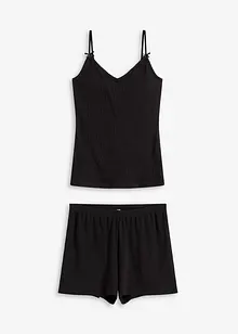 Kort pyjamas i ribbemateriale i 100% bomull, bonprix