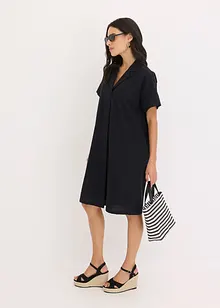 Kjole i bomull og vid modell med sydd fold, bonprix