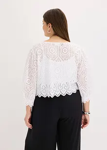 Bluse med hullbroderi og puffermer, bonprix