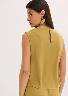 Ermeløs bluse med knute, bonprix