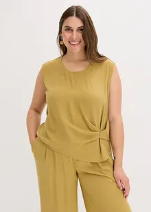 Ermeløs bluse med knute, bonprix
