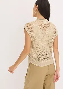 Strikket vest med viskose og hullstrikk, bonprix