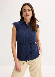 Satengbluse med knyting, bonprix