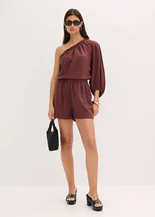One shoulder-bluse med lin, bonprix