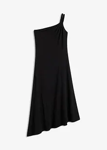 Jerseykjole av bomull med asymmetrisk fald og knutedetalj på skulderen, bonprix