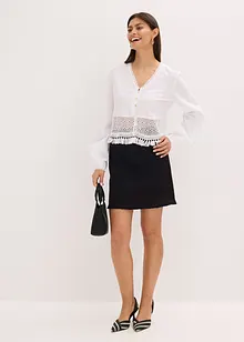 Bluse med crochet-innfelling og frynser, bonprix
