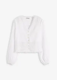 Bluse med crochet-innfelling og frynser, bonprix