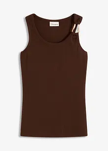 Ribbet topp med pyntespenne i hamret materiale, bonprix