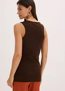 Ribbet topp med pyntespenne i hamret materiale, bonprix