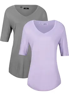 Lang topp i myk viskose (2-pack), bonprix