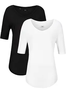 Lang topp i myk viskose (2-pack), bonprix