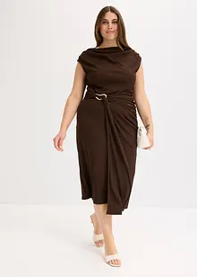 Midikjole i ribbet stil med drapering, bonprix