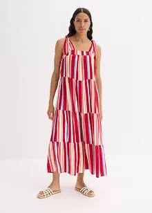 Stripemønstret kjole med stropper, av strukturert viskose, bonprix