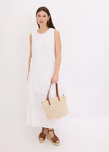 Maxikjole i bomull med rynking, bonprix