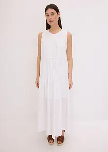 Maxikjole i bomull med rynking, bonprix