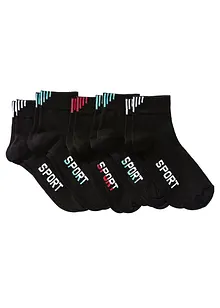 Treningssokker med tekst (5-pack) med økologisk bomull, bonprix