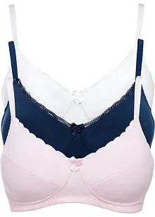 BH uten bøyle med økologisk bomull (3-pack), bonprix