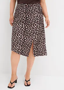 Skjørt med leopardprint og splitt, bonprix