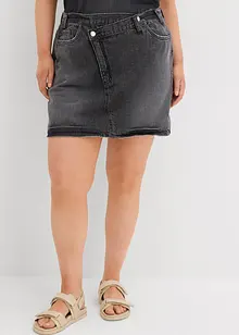 Jeansskjørt med asymmetrisk linning, bonprix