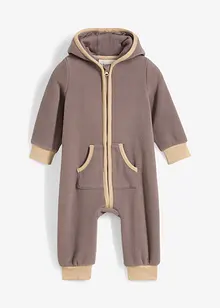Fleeceoverall med hette og bamse-applikasjon, bonprix