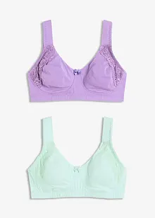 T-skjorte-BH uten spiler med bomull (2-pack), bonprix
