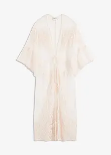Transparent strandkimono med blonder, bonprix