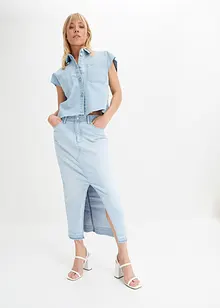 Kort boxy jeansbluse, bonprix