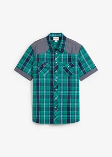 Kortermet skjorte  med denimbesetning, bonprix