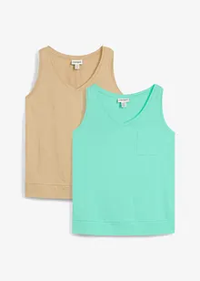 Singlet i 100% økologisk bomull (2-pack), bonprix