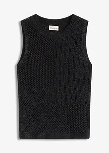 Strikket singlet med hullmønster og lurex, bonprix