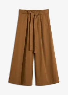 Bukse i bomullspoplin med belte (2-delt sett), bonprix