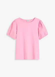 Jerseytopp med ermer av bomullspopelin, bonprix