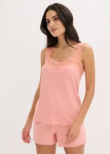 Shorty-pyjamas med  delikat blondebesetning, bonprix