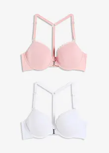 Vattert BH med spiler, bomull og lukning foran (2-pack), bonprix